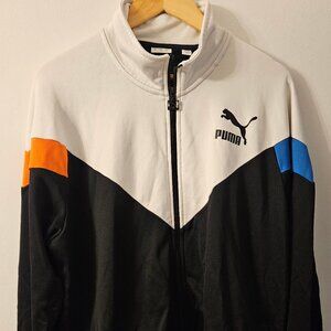 Mens Puma MCS Track Jacket XL - Black w/ Blue + Orange